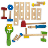 21 Pieces Construction Building Tools in Wooden Toolbox