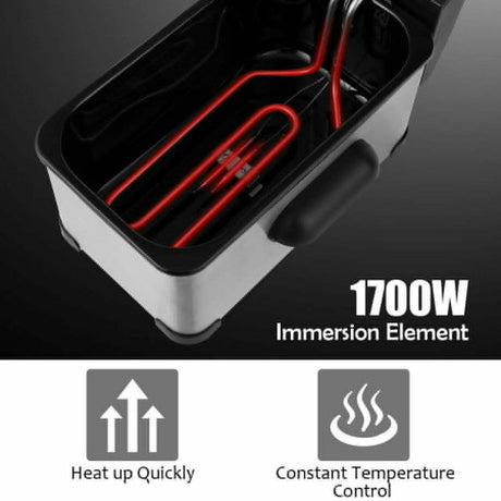 Freidora eléctrica de acero inoxidable de 3.2 cuartos de galón con temporizador