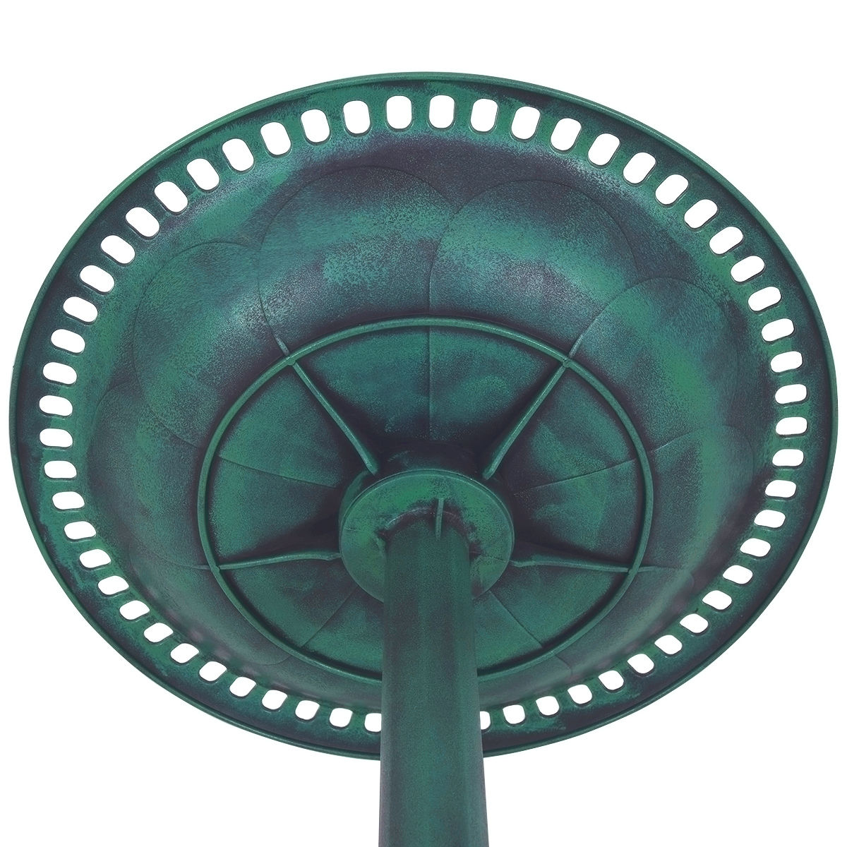 Bebedero/Comedero para pájaros de pedestal verde para jardín exterior
