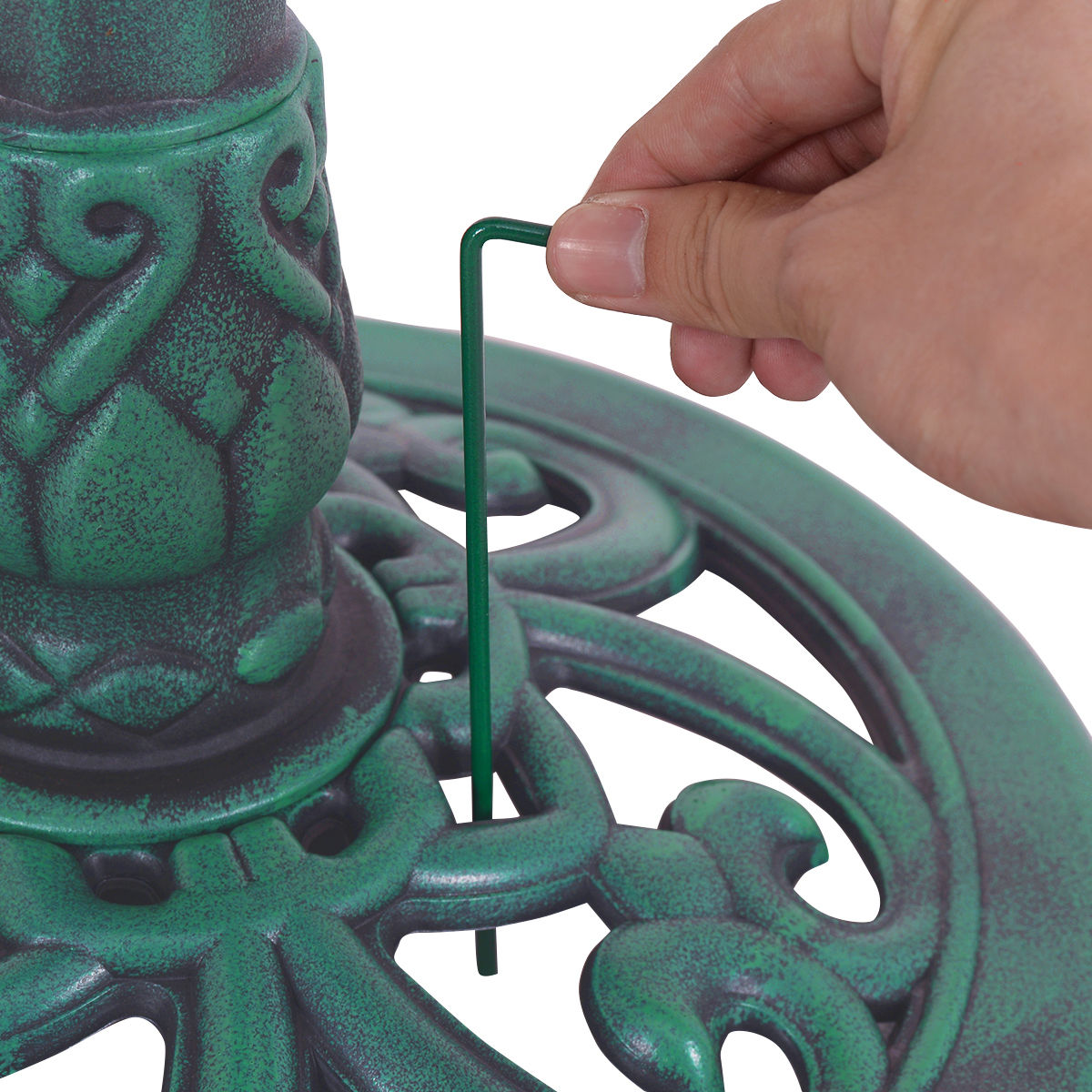 Bebedero/Comedero para pájaros de pedestal verde para jardín exterior