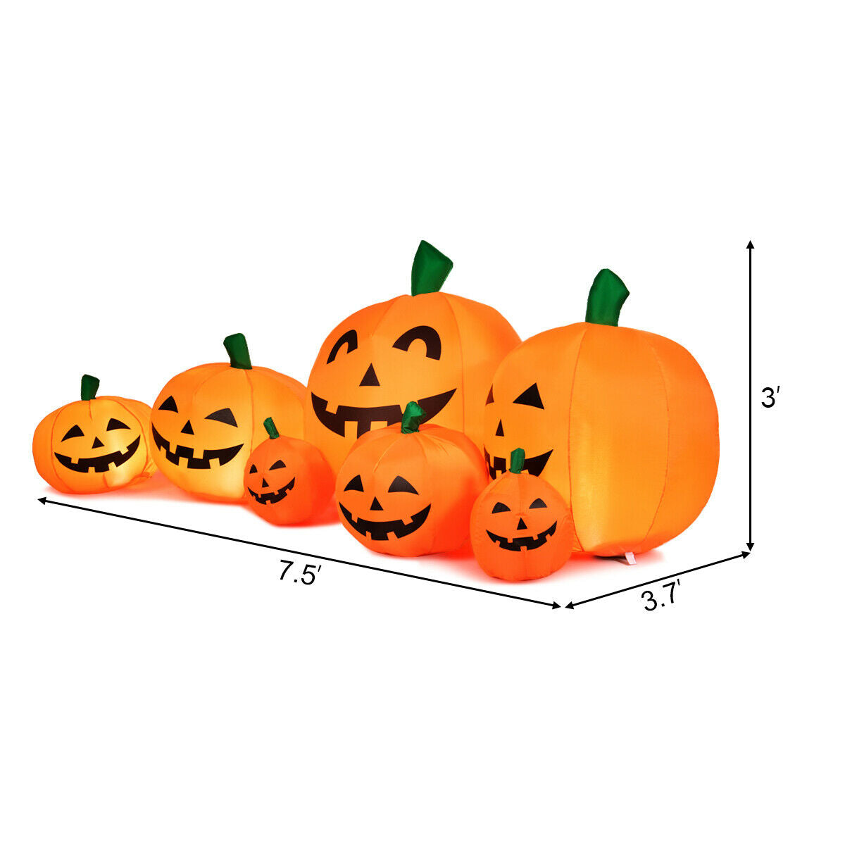 Hinchable de Halloween de 7.5 pies con 7 calabazas y luces LED