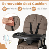 Trona compacta Easy Clean con bandeja ajustable extraíble y cojín de asiento de PU