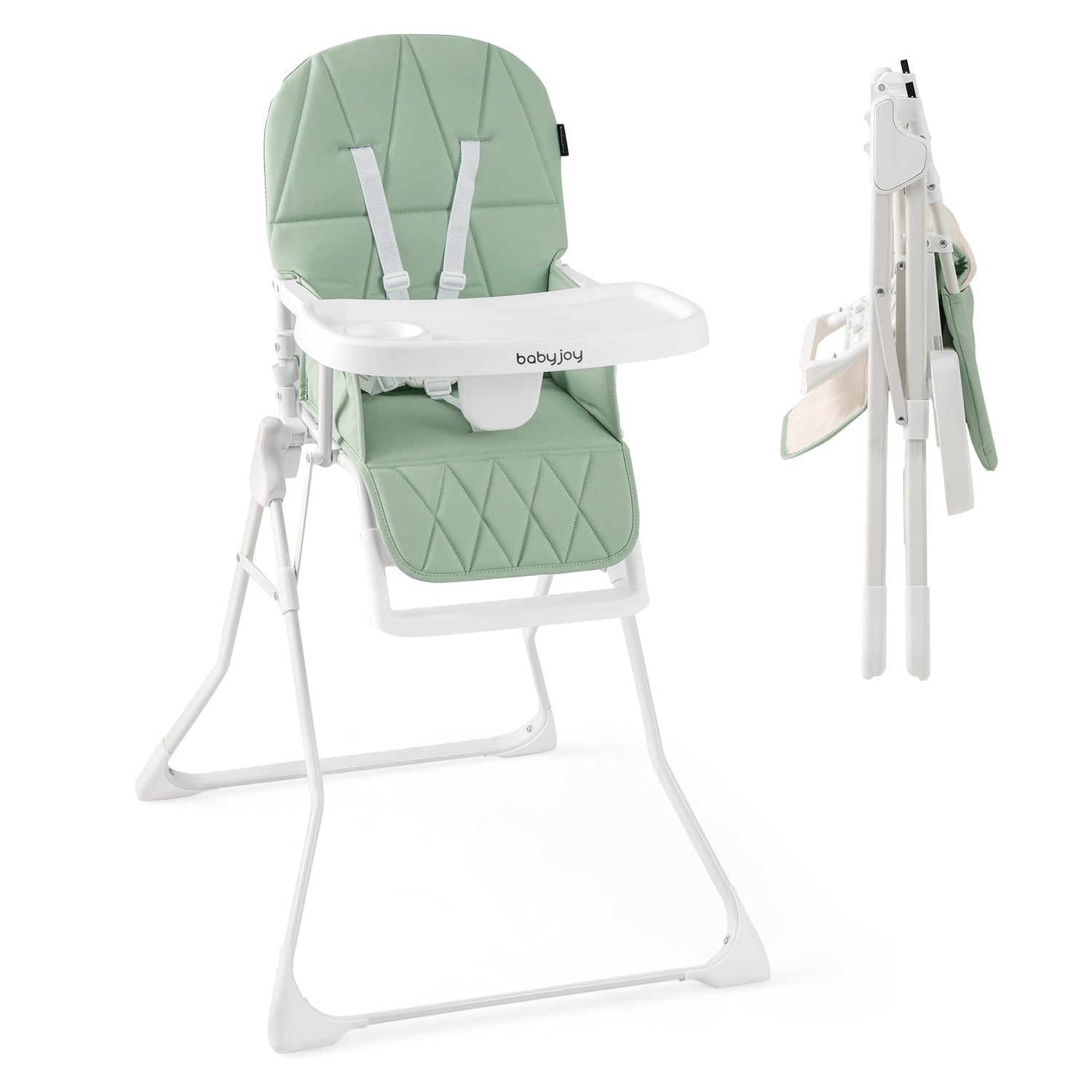Trona compacta Easy Clean con bandeja ajustable extraíble y cojín de asiento de PU