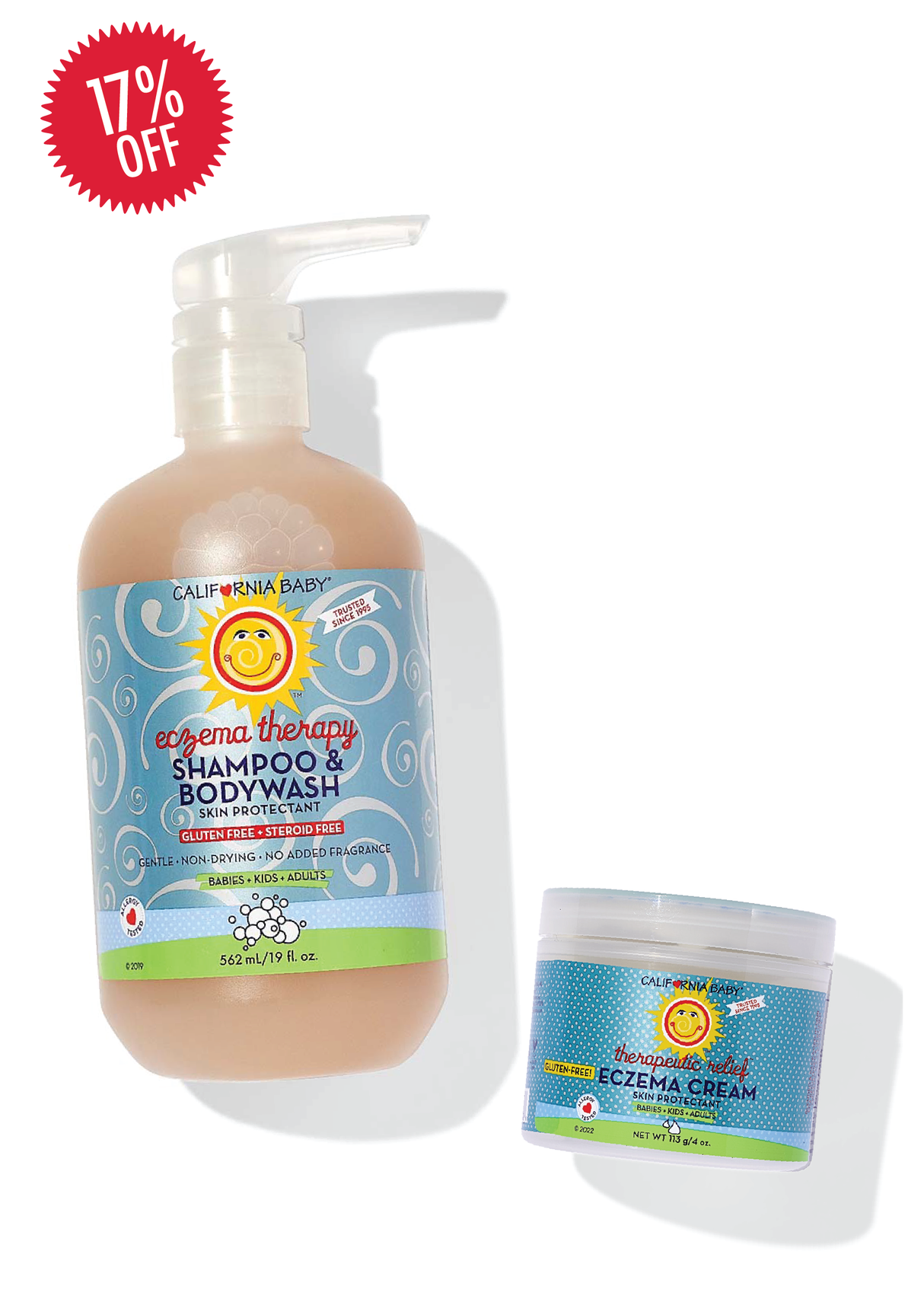 Paquete de crema y gel de baño para el eccema