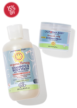 Paquete de crema y gel de baño para el eccema