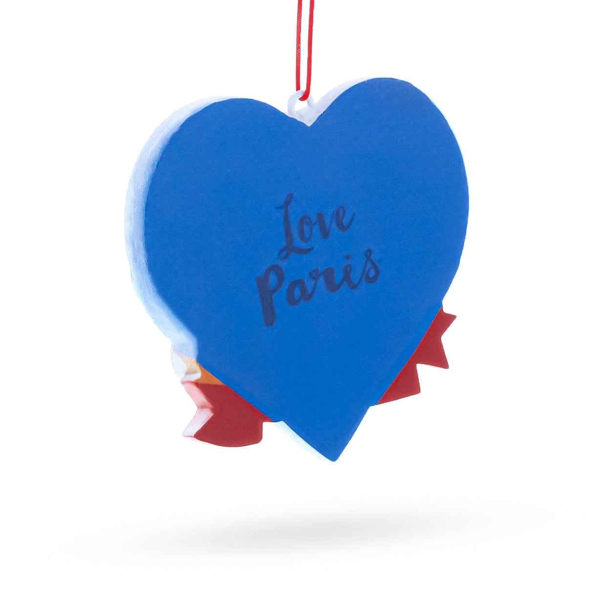 Paris Heart with Eiffel Tower and Bonjour Café Resin Christmas Ornament