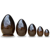 Set of 5 Orthodox Icons Egg Shape Wooden Nesting Dolls 6.5 Inches
