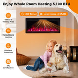 Electric Fireplace 40/50/60 Inches Recessed and Wall Mounted for 2' x 6' Stud