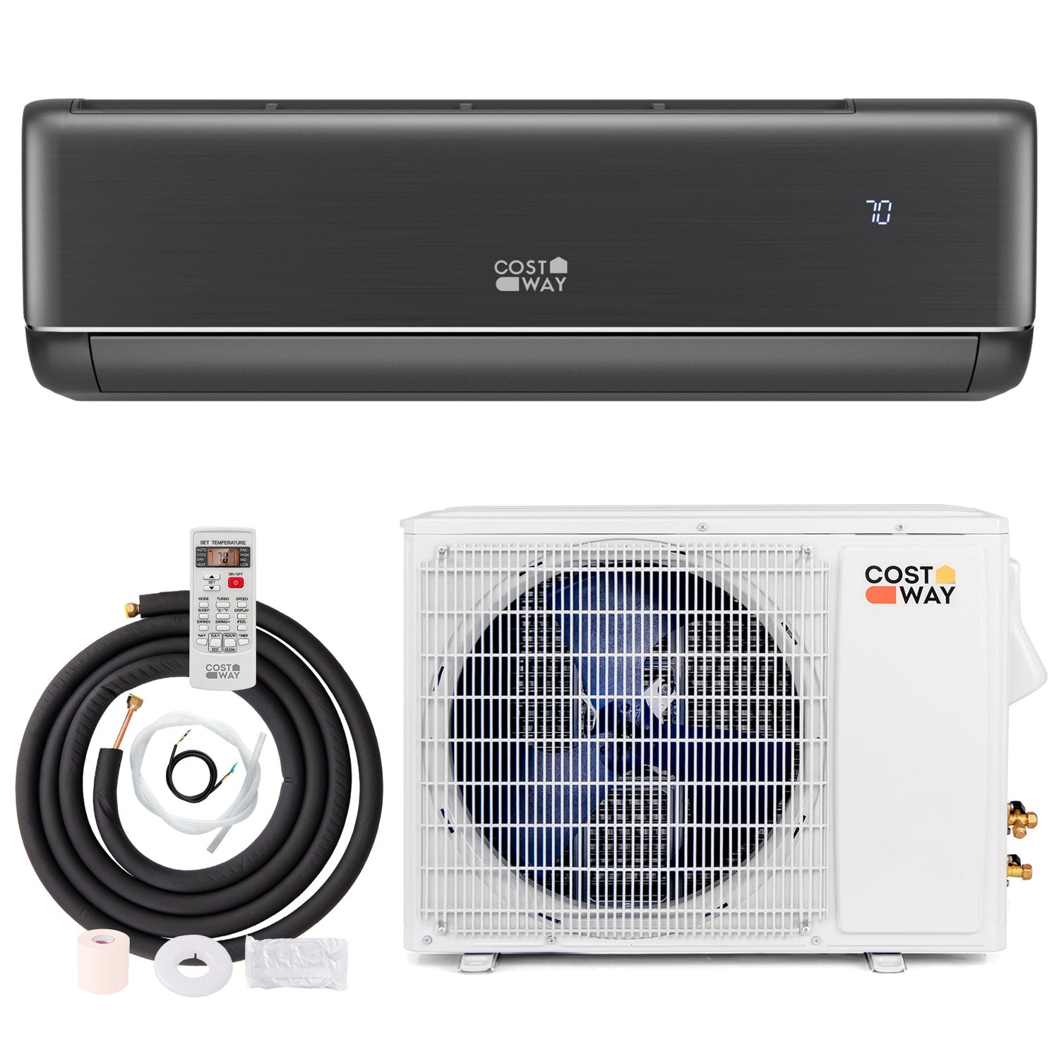 GreyVolt Series Energy Star Certified 18000 BTU 21 SEER2 208-230V Mini Split Air Conditioner and Heater Gray