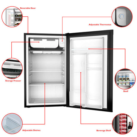 Mininevera compacta de 3.2 pies cúbicos para dormitorio