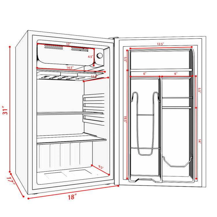 Mininevera compacta de 3.2 pies cúbicos para dormitorio
