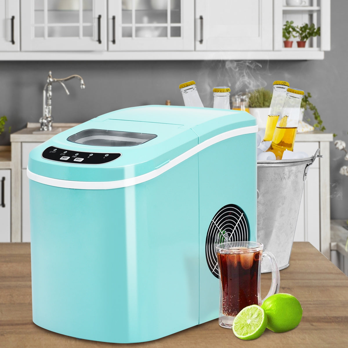 Mini máquina eléctrica portátil y compacta para hacer hielo
