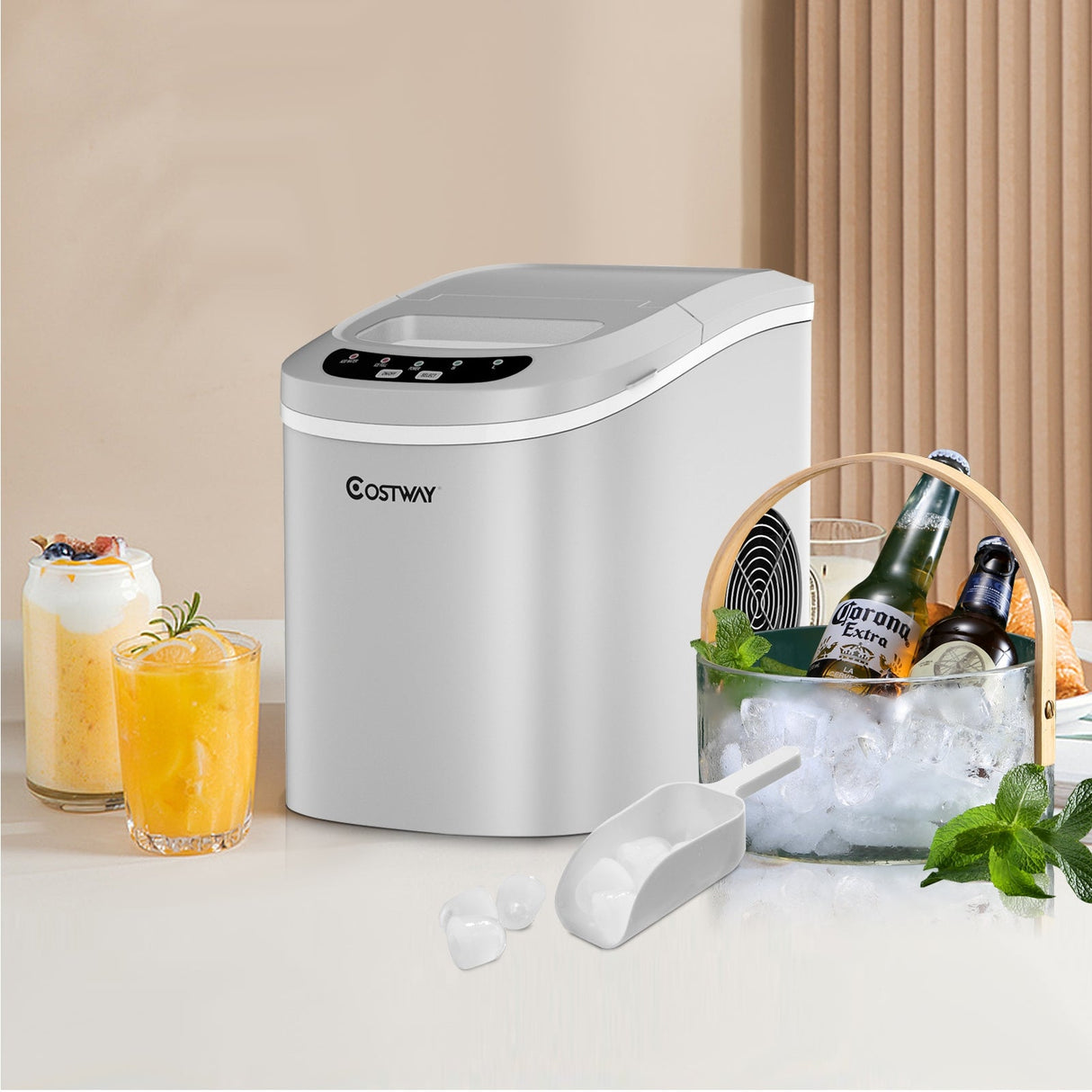 Mini máquina eléctrica portátil y compacta para hacer hielo