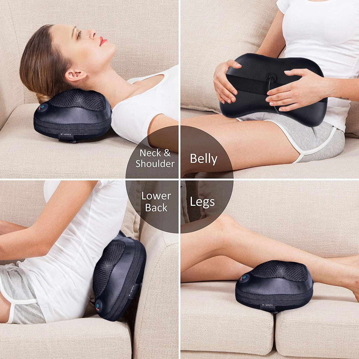 Almohada de masaje Shiatsu con calor, amasamiento profundo para hombros, cuello y espalda