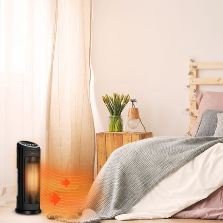 Calentador de espacio portátil PTC cerámico oscilante de 1500 W con LED