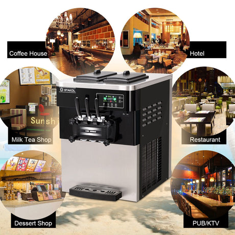 Máquina de helados comercial de acero inoxidable de 2200 W con 3 sabores