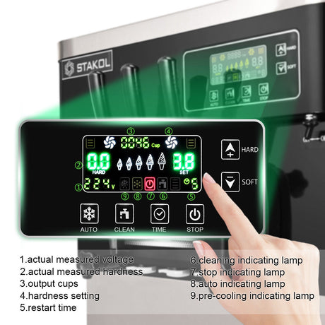 Máquina de helados comercial de acero inoxidable de 2200 W con 3 sabores