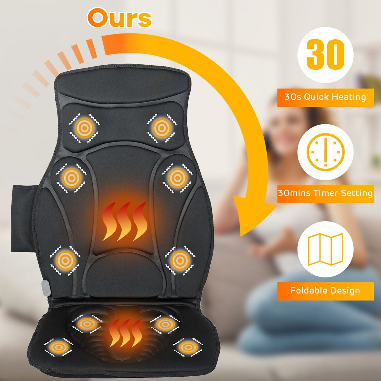 Colchoneta de Masaje Corporal Completo Plegable con 10 Motores de Vibración