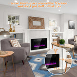 30-Inch Recessed Ultra Thin Electric Fireplace Heater with Glass Appearance