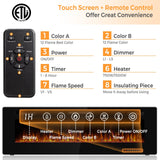 Chimenea eléctrica ultrafina de 60 pulgadas con 2 configuraciones de calor