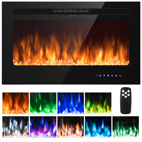 Chimenea eléctrica empotrable de 36 pulgadas para pared con temporizador