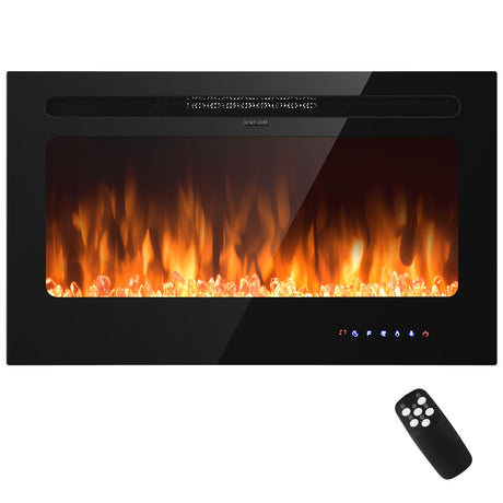 Chimenea eléctrica empotrable de 36 pulgadas para pared con temporizador