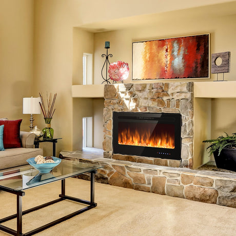 Chimenea eléctrica empotrable de 36 pulgadas para pared con temporizador