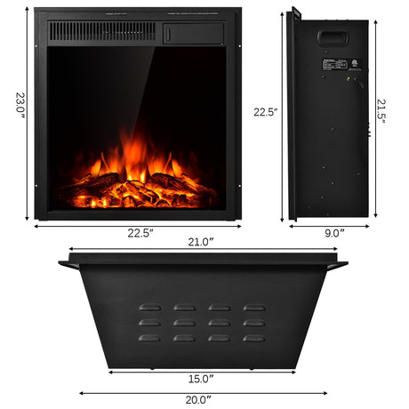 Chimenea eléctrica empotrable o de pie de 22.5 pulgadas