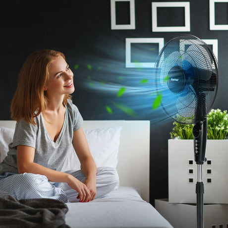 Ventilador de pedestal silencioso y oscilante de 16 pulgadas con altura ajustable para el hogar y la oficina