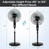 Ventilador de pedestal silencioso y oscilante de 16 pulgadas con altura ajustable para el hogar y la oficina