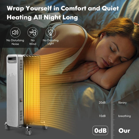 Calentador de radiador portátil de aceite de 1500W para el hogar y la oficina - Negro