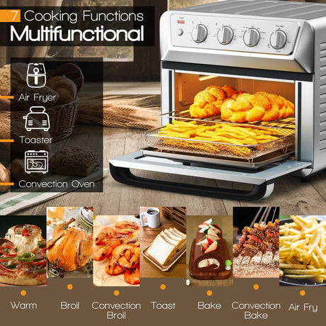 Horno tostador de convección de encimera con freidora de aire de 21,5 cuartos y 1800 W con recetario