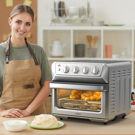 Horno tostador de convección de encimera con freidora de aire de 21,5 cuartos y 1800 W con recetario