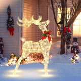 Reno Iluminado de Pie con Estacas para Decoración Navideña