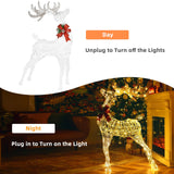 Reno Iluminado de Pie con Estacas para Decoración Navideña