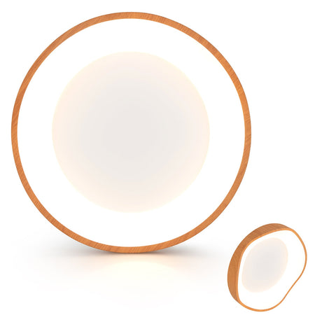 Plafón de techo LED moderno de 24W con patrón de madera y marco de metal