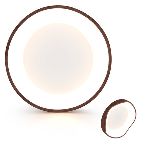 Plafón de techo LED moderno de 24W con patrón de madera y marco de metal