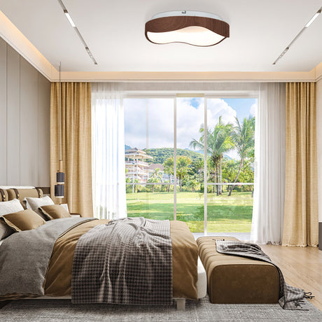 Plafón de techo LED moderno de 24W con patrón de madera y marco de metal