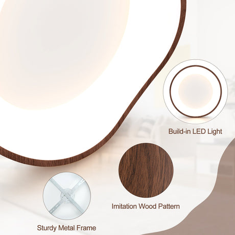 Plafón de techo LED moderno de 24W con patrón de madera y marco de metal