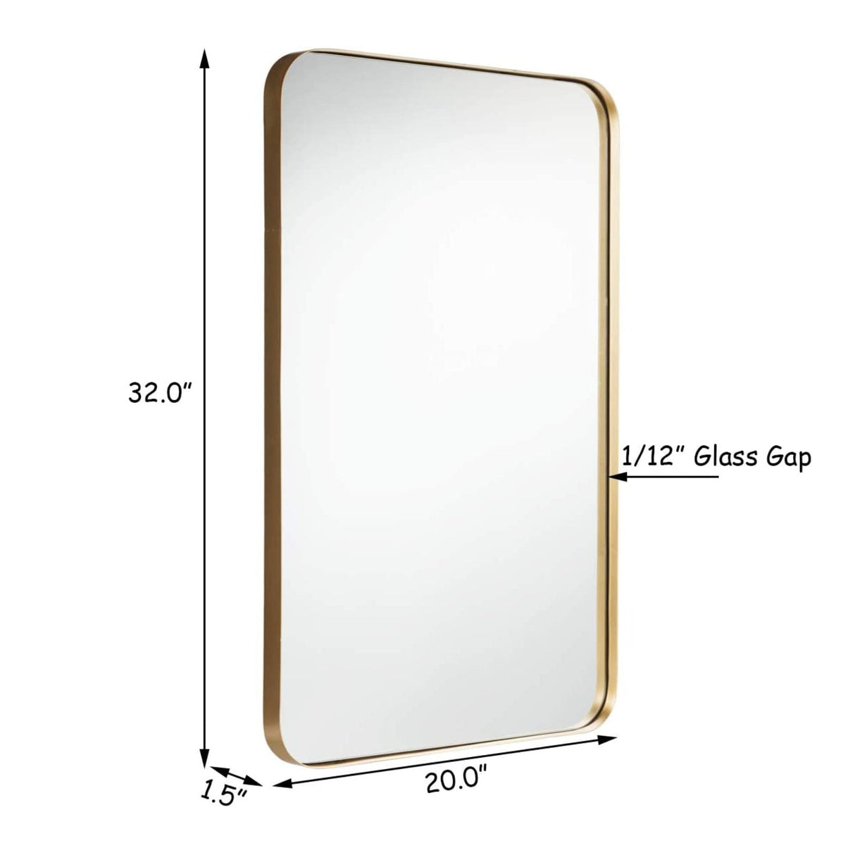 Espejo de pared rectangular con marco metálico de 32 x 20 pulgadas