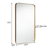 Espejo de pared rectangular con marco metálico de 32 x 20 pulgadas