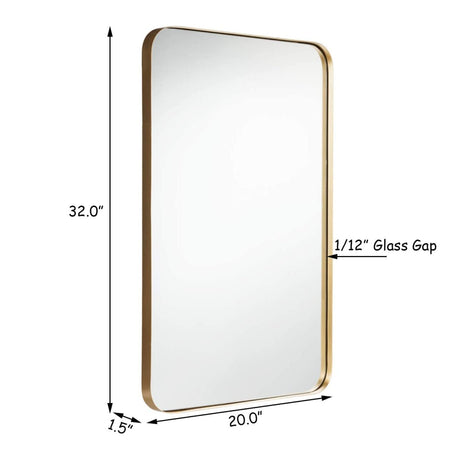 Espejo de pared rectangular con marco metálico de 32 x 20 pulgadas