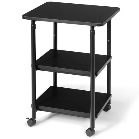 Soporte de impresora ajustable de 3 niveles con ruedas giratorias de 360°