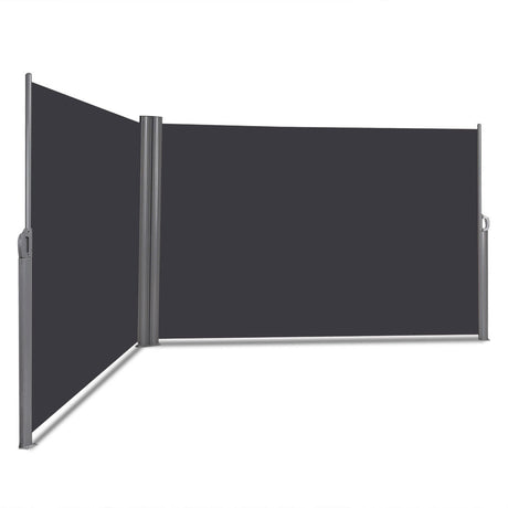 Divisor de pantalla de toldo lateral doble plegable retráctil para patio de 237 x 63 pulgadas