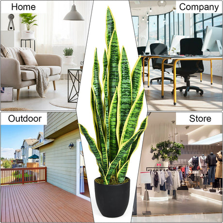 Planta artificial de serpiente sintética para decoración de interiores y exteriores de 35,5 pulgadas