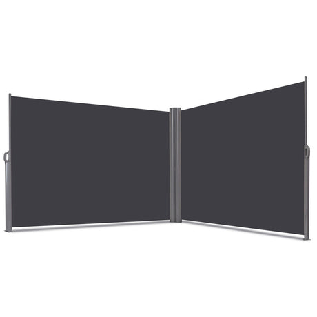 Divisor de pantalla de toldo lateral doble plegable retráctil para patio de 237 x 63 pulgadas