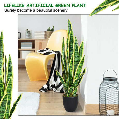 Planta artificial de serpiente sintética para decoración de interiores y exteriores de 35,5 pulgadas