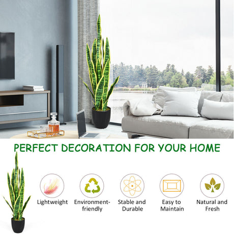 Planta artificial de serpiente sintética para decoración de interiores y exteriores de 35,5 pulgadas