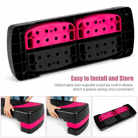 Step Aeróbico Ajustable de 31 Pulgadas con Almohadillas Antideslizantes