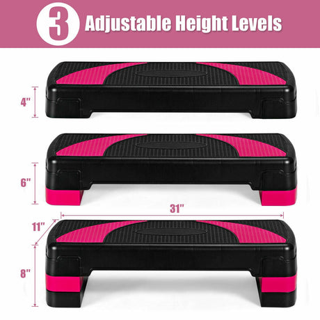 Step Aeróbico Ajustable de 31 Pulgadas con Almohadillas Antideslizantes